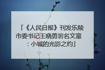 《人民日报》刊发乐陵市委书记王晓勇署名文章：小城的光影之约