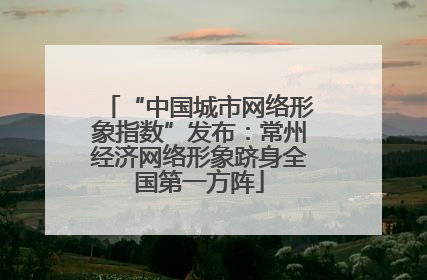 “中国城市网络形象指数”发布：常州经济网络形象跻身全国第一方阵