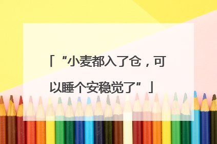 “小麦都入了仓，可以睡个安稳觉了”