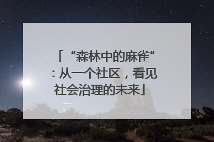 “森林中的麻雀”：从一个社区，看见社会治理的未来