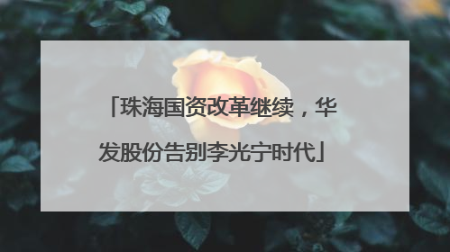 珠海国资改革继续，华发股份告别李光宁时代