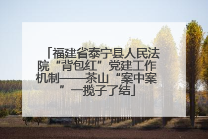 福建省泰宁县人民法院“背包红”党建工作机制——茶山“案中案”一揽子了结