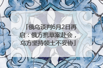 俄乌谈判6月2日再启：俄方携草案赴会，乌方坚持领土不妥协