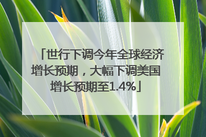 世行下调今年全球经济增长预期，大幅下调美国增长预期至1.4%