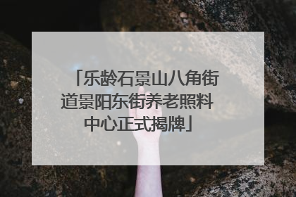 乐龄石景山八角街道景阳东街养老照料中心正式揭牌