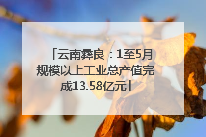 云南彝良：1至5月规模以上工业总产值完成13.58亿元