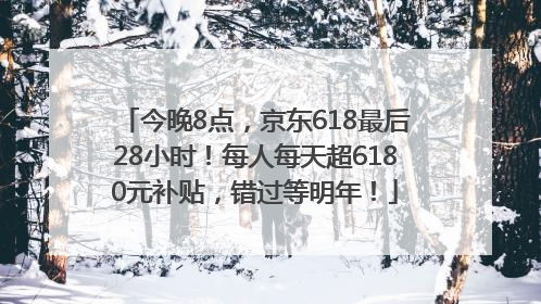 今晚8点，京东618最后28小时！每人每天超6180元补贴，错过等明年！