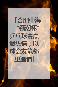 合肥中海“领潮杯”乒乓球赛点燃热情，以球会友筑邻里温情
