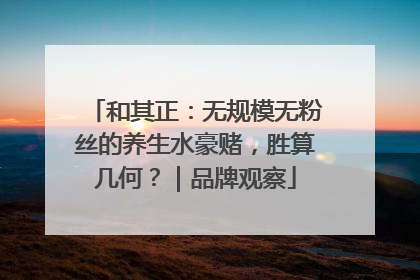 和其正：无规模无粉丝的养生水豪赌，胜算几何？｜品牌观察