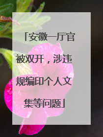 安徽一厅官被双开，涉违规编印个人文集等问题