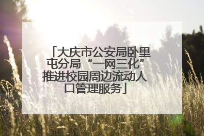 大庆市公安局卧里屯分局“一网三化”推进校园周边流动人口管理服务