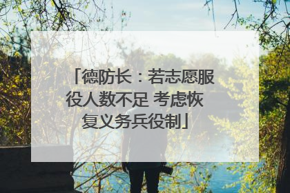 德防长：若志愿服役人数不足 考虑恢复义务兵役制