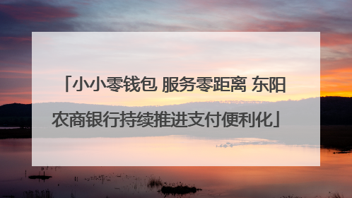 小小零钱包 服务零距离 东阳农商银行持续推进支付便利化