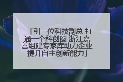 引一位科技副总 打通一个科创圈 浙江嘉善组建专家库助力企业提升自主创新能力