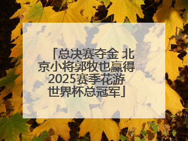 总决赛夺金 北京小将郭牧也赢得2025赛季花游世界杯总冠军