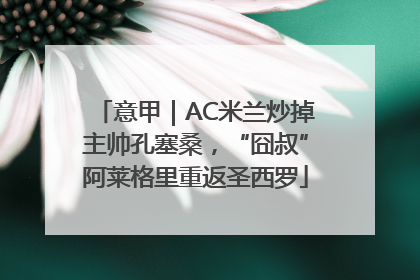 意甲｜AC米兰炒掉主帅孔塞桑，“囧叔”阿莱格里重返圣西罗