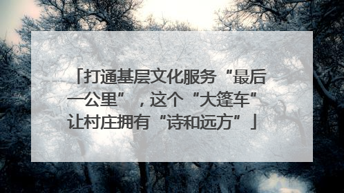 打通基层文化服务“最后一公里”，这个“大篷车”让村庄拥有“诗和远方”