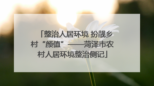 整治人居环境 扮靓乡村“颜值”——菏泽市农村人居环境整治侧记