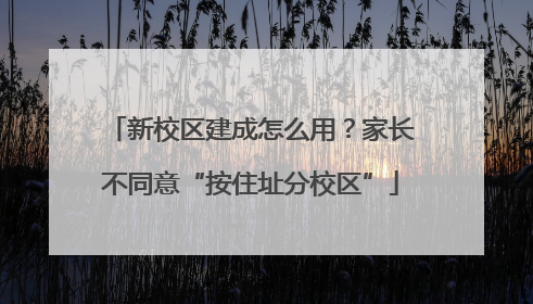 新校区建成怎么用？家长不同意“按住址分校区”