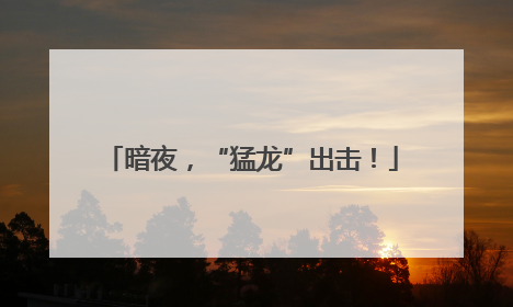 暗夜，“猛龙”出击！