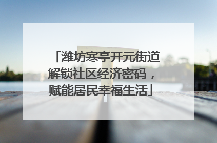 潍坊寒亭开元街道解锁社区经济密码，赋能居民幸福生活