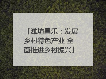潍坊昌乐：发展乡村特色产业 全面推进乡村振兴
