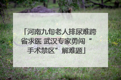 河南九旬老人排尿难跨省求医 武汉专家勇闯“手术禁区”解难题