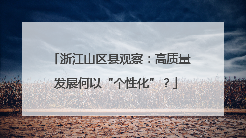 浙江山区县观察：高质量发展何以“个性化”？