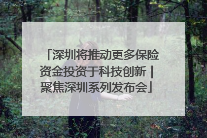 深圳将推动更多保险资金投资于科技创新｜聚焦深圳系列发布会
