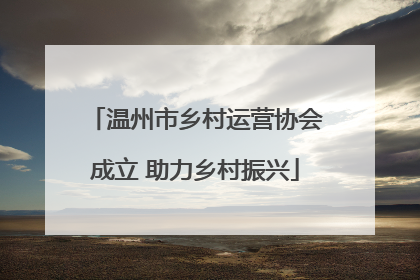 温州市乡村运营协会成立 助力乡村振兴
