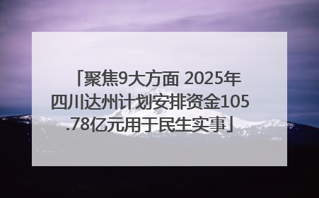 聚焦9大方面 2025年四川达州计划安排资金105.78亿元用于民生实事