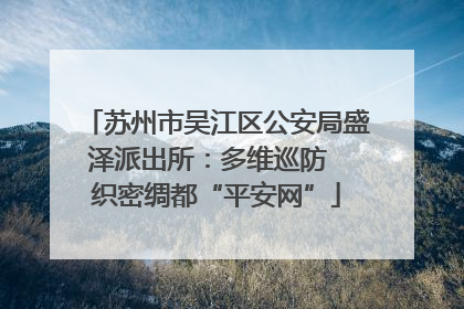 苏州市吴江区公安局盛泽派出所：多维巡防  织密绸都“平安网”