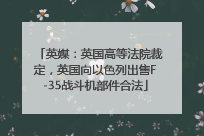 英媒：英国高等法院裁定，英国向以色列出售F-35战斗机部件合法