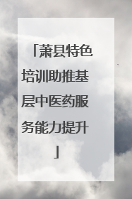 萧县特色培训助推基层中医药服务能力提升