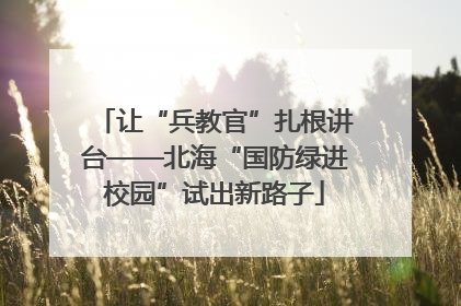 让“兵教官”扎根讲台——北海“国防绿进校园”试出新路子