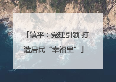 镇平：党建引领 打造居民“幸福里”