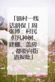 镇村一线话耕保｜周张博：村民但凡种树、建棚、盖房，都要向街道报批
