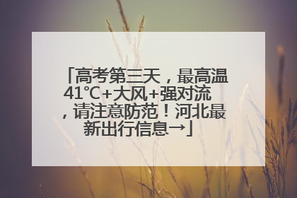 高考第三天，最高温41℃+大风+强对流，请注意防范！河北最新出行信息→